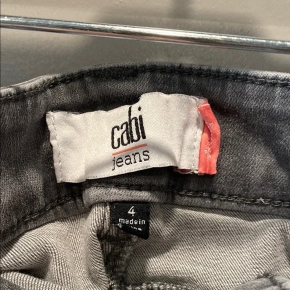 CAbi Gray Distressed Skinny Jeans Zipper Detail Size 4 - Picture 2 of 7